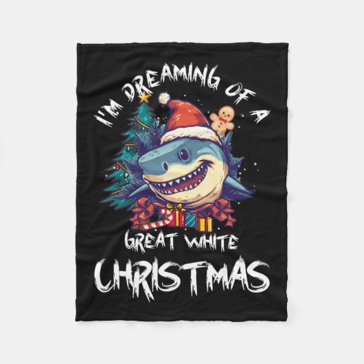 Weihnachtshai Weihnachtsmannmütze Xmas Santa Jaws Fleecedecke (Vorderseite)