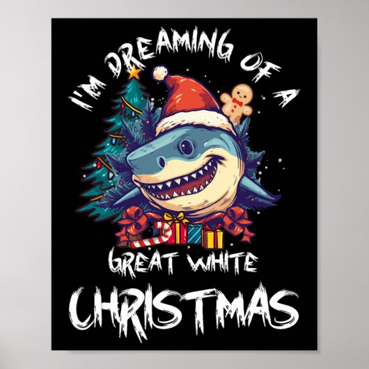 Weihnachtshai Weihnachtsmannmütze Xmas Santa Jaws  Poster (Vorne)