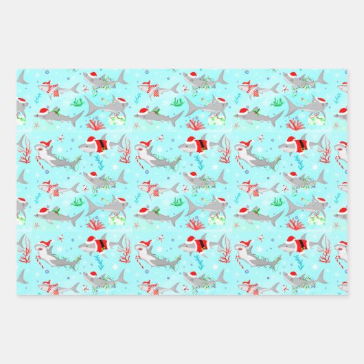 Weihnachtshaie Geschenkpapier Set (Vorderseite)
