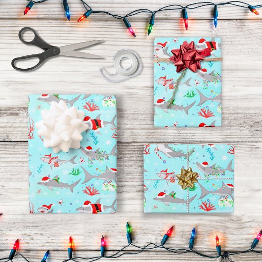 Weihnachtshaie Geschenkpapier Set