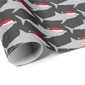 Weihnachtshaie in Weihnachtsmannmützen Funny Geschenkpapier (Rolleneckpunkt)