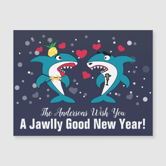 Weihnachtshaie Personalisiert Neujahrskarte Magnetkarte (Vorderseite)