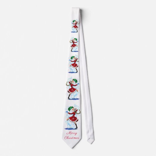 Weihnachtshals Tie Snowman und Girl Dance Krawatte (Vorderseite)
