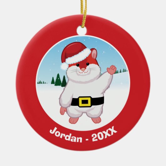 Weihnachtshamster Keramik Ornament (Vorne)