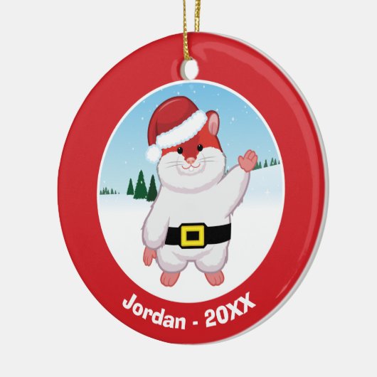 Weihnachtshamster Keramik Ornament (Links)