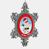 Weihnachtshamster Schneeflocken Zinn-Ornament (Links)