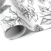 Weihnachtshand gezeichnete Pflanzen. Vintages Geschenkpapier (Rolleneckpunkt)