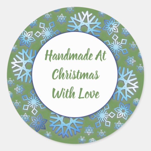 Weihnachtshandgefertigt mit Liebe-Aufklebern Runder Aufkleber (Vorderseite)