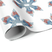 Weihnachtshandgemälde Blau und Weiß Ingwer Jar Geschenkpapier (Rolleneckpunkt)