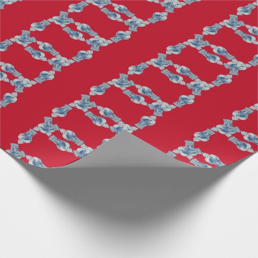 Weihnachtshandgemälde Blau und Weiß Ingwer Jar Geschenkpapier (Ecke)