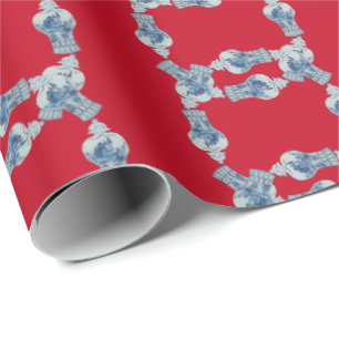 Weihnachtshandgemälde Blau und Weiß Ingwer Jar Geschenkpapier