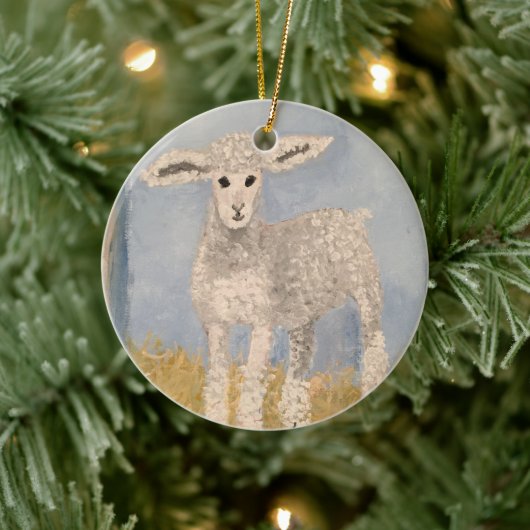Weihnachtshandgemälde Lamm Sheep Keramik Ornament (Baum)