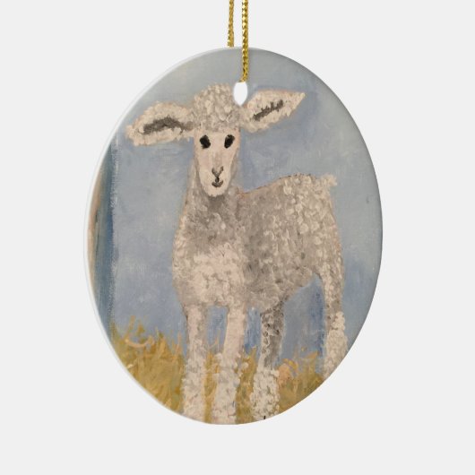 Weihnachtshandgemälde Lamm Sheep Keramik Ornament (Rechts)