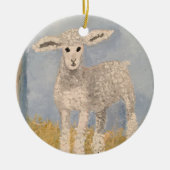 Weihnachtshandgemälde Lamm Sheep Keramik Ornament (Vorne)