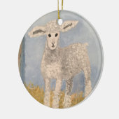 Weihnachtshandgemälde Lamm Sheep Keramik Ornament (Links)