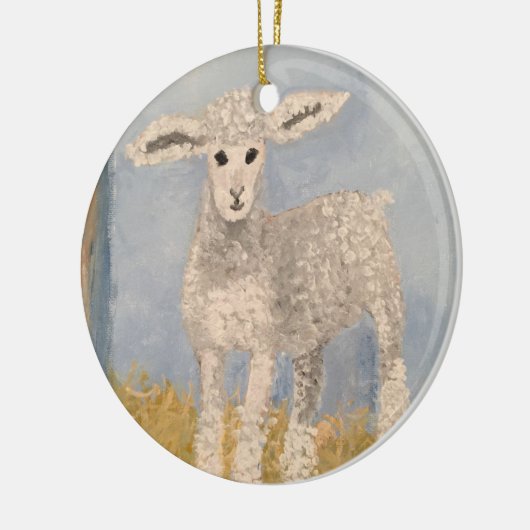 Weihnachtshandgemälde Lamm Sheep Keramik Ornament (Links)