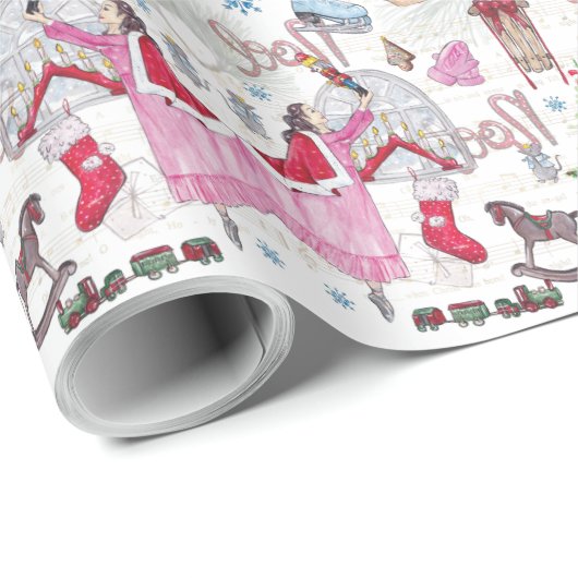 Weihnachtshandgemälde Märchen Geschenkpapier (Rolleneckpunkt)