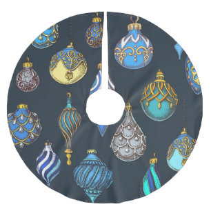 Weihnachtshandgezeichnet, Vintage Dekorationen. Polyester Weihnachtsbaumdecke