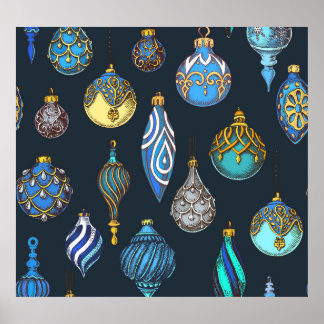 Weihnachtshandgezeichnet, Vintage Dekorationen. Poster