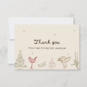 Weihnachtshandgezeichnetes Brautparty Dankeskarte (Vorderseite)