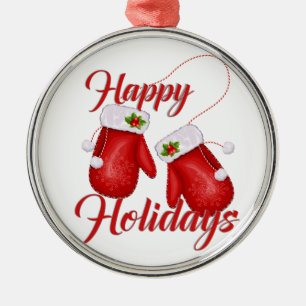 Weihnachtshandschuh-frohe Feiertage erstklassige Silbernes Ornament