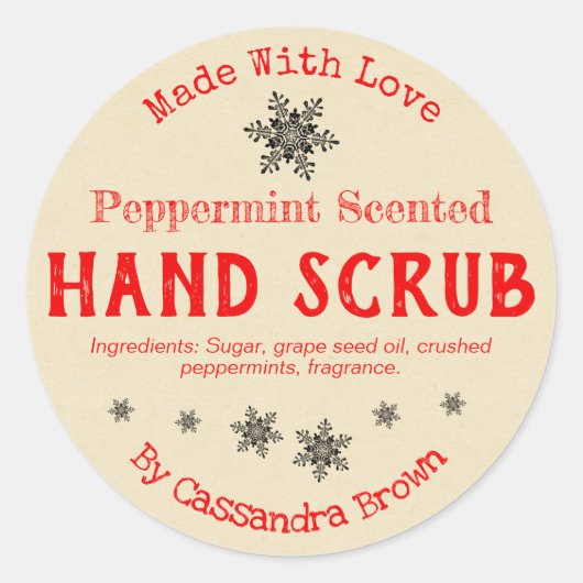 Weihnachtshandschuh individuell anpassbare Handarb Runder Aufkleber (Vorderseite)