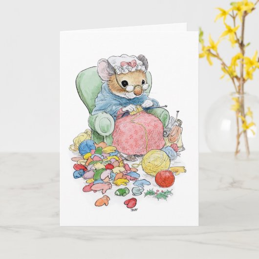 Weihnachtshandschuh-Mäusekarte Karte (Gelbe Blume)