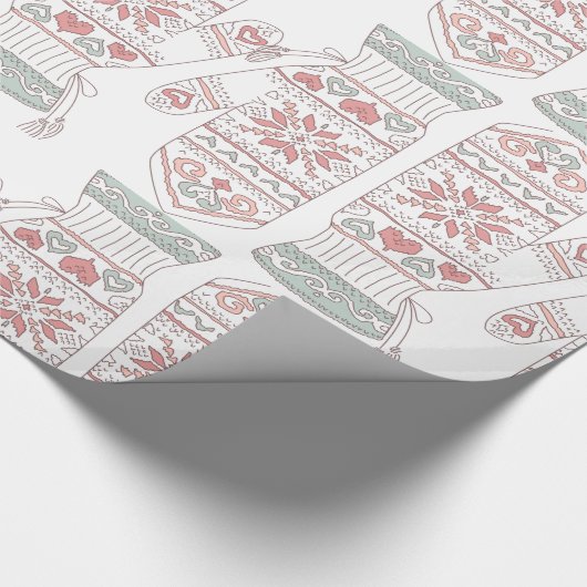 Weihnachtshandschuhe Muster Geschenkpapier (Ecke)