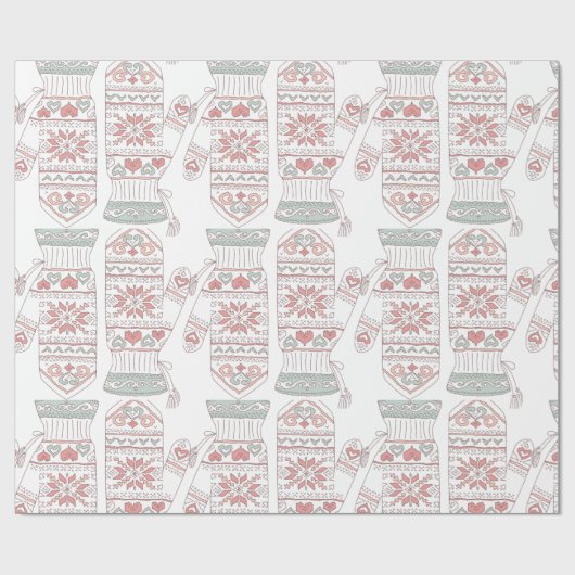 Weihnachtshandschuhe Muster Geschenkpapier (Flach)