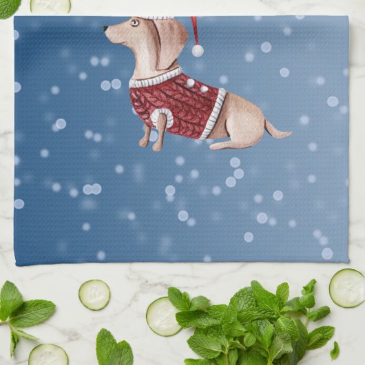Weihnachtshandtuch Dackel Küchentücher (Gefaltet)
