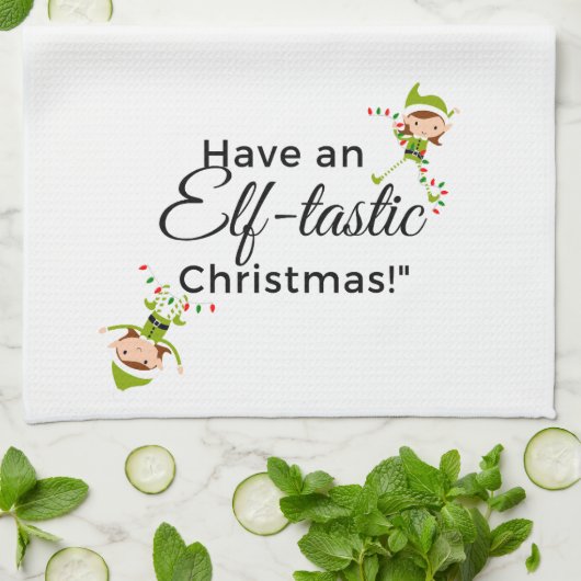 Weihnachtshandtuch - Elf Tastic 2 Geschirrtuch (Gefaltet)