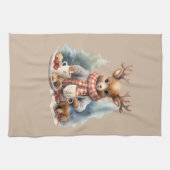 Weihnachtshandtuch Reh Illustration rustikal Geschirrtuch (Horizontal)
