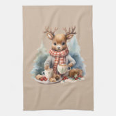 Weihnachtshandtuch Reh Illustration rustikal Geschirrtuch (Vertikal)