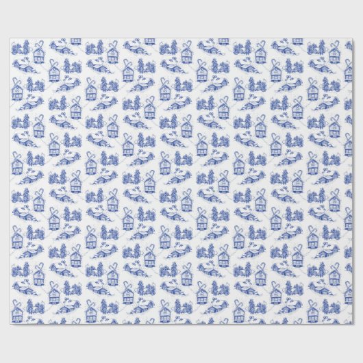 Weihnachtshandverpackung | Blau Geschenkpapier (Flach)