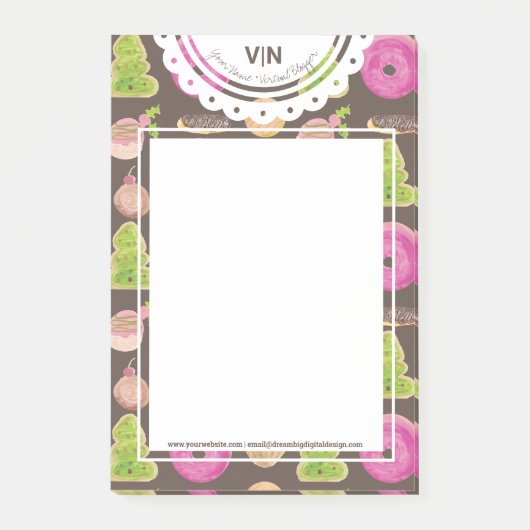 Weihnachtshandwasser-gefärbte Donut Erstgeschäft Post-it Klebezettel (Vorderseite)