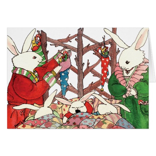 Weihnachtshäschen-Familie Karte
