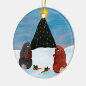 Weihnachtshäschen Keramik Ornament (Links)