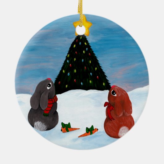 Weihnachtshäschen Keramik Ornament (Hinten)