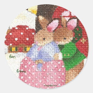 Weihnachtshäschen Runder Aufkleber