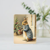 Weihnachtshase Vintag Feiertagskarte (Stehend Vorderseite)