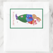 Weihnachtshasen-Buchzeichen Rechteckiger Aufkleber (Tasche)
