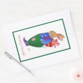 Weihnachtshasen-Buchzeichen Rechteckiger Aufkleber (Umschlag)