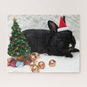 Weihnachtshasen in der Weihnachtsmannmütze Puzzle