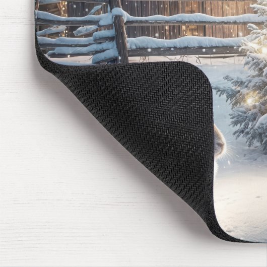 Weihnachtshasen mit leuchtendem Baum Mousepad (Ecke)