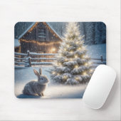 Weihnachtshasen mit leuchtendem Baum Mousepad (Mit Mouse)