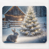 Weihnachtshasen mit leuchtendem Baum Mousepad (Vorne)