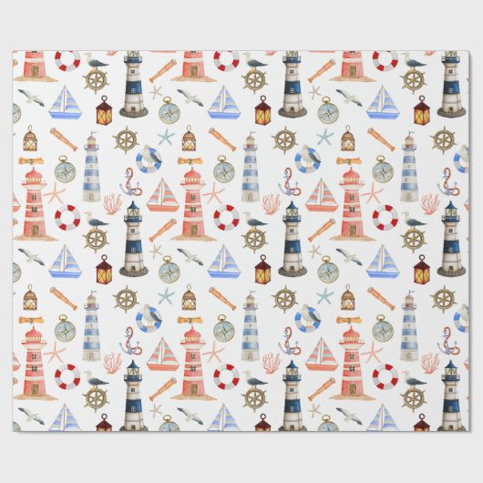 Weihnachtshaus an der Küste Geschenkpapier (Flach)