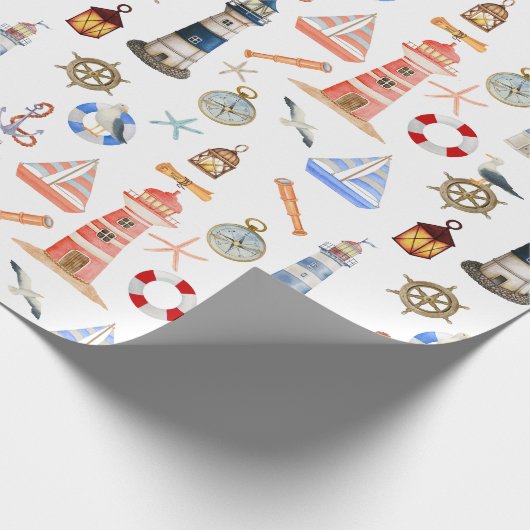 Weihnachtshaus an der Küste Geschenkpapier (Ecke)