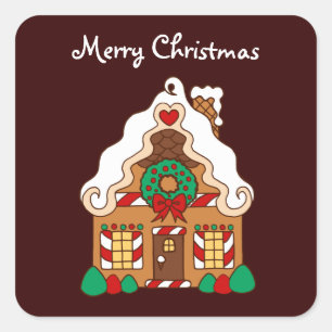 Weihnachtshaus-Aufkleber Quadratischer Aufkleber