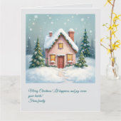 Weihnachtshaus. Frohe Weihnachten! Weihnachtskarte Karte (Gelbe Blume)